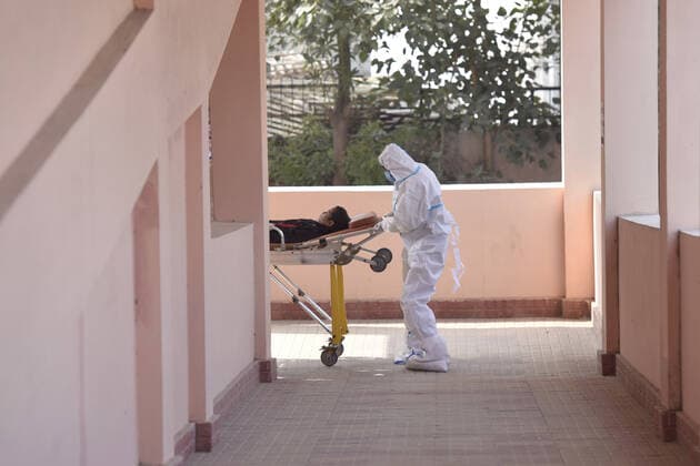 NOIDA, INDIA - DECEMBER 18: In the view increasing Covid-19 cases across the country, Noida Health Department organised a mock drill at Bhangel PHC in Sector 110, on December 18, 2021 in Noida, India. (Photo by Sunil Ghosh Hindustan Times ) Daily Life Amid Coronavirus Pandemic In India