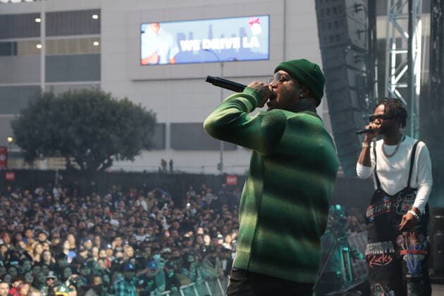 December 18, 2021, Los Angeles, California, USA: Hip-hop artist DJ Paul of Three Six Mafia and Lord Infamous rap on stage at the Once Upon A Time in LA concert Los Angeles USA - ZUMAs215 20211218_zap_s215_022 Copyright: xAlexanderxSeyumx