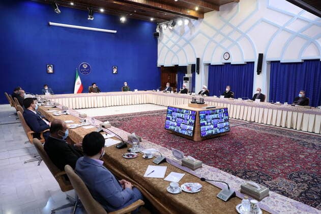 December 25, 2021, Tehran, Tehran, Iran: A handout picture provided by the Iranian presidency on December 25, 2021, shows Iran s President EBRAHIM RAISI chairing a meeting of the national staff against the coronavirus in the capital Tehran. Tehran Iran - ZUMAi98_ 20211225_zih_i98_006 Copyright: xIranianxPresidencyx