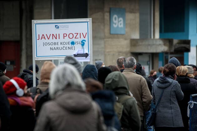A year ago, vaccination against COVID-19 officially started in Croatia People waiting in line to receive a dose of a COVID-19 vaccine at Zagreb Fair, in Zagreb, Croatia, on December 27, 2021. A year ago, vaccination against COVID-19 officially started in Croatia. From 27 December 2020 to 26 December 2021, Croatia has administered a total of 4,647,360 doses of COVID vaccine so far. Assuming every person needs 2 doses, that™s enough to have vaccinated about 57.1% of the country™s population. IgorxKralj PIXSELL