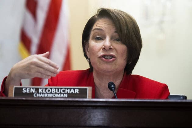 Chairwoman Amy Klobuchar, D-Minn., questions U.S. Capitol Police Chief J. Thomas Manger during the Senate Rules and Administration Committee hearing to examine the U.S. Capitol Police following the January 6, 2021 attack on the Capitol, one day before the anniversary of the attack in Washington, DC on January 5, 2022. Pool  WAX20220105902 TomxWilliams