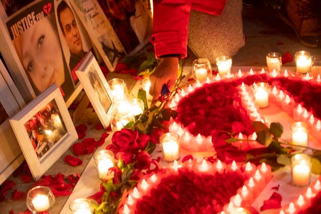 January 8, 2022, TORONTO, ON, Canada: A flower is placed at a vigil in Toronto on Saturday, January 8, 2022 in memory of the 176 victims of Ukraine International Airlines Flight PS752 that was shot down by Iranian forces two years ago. TORONTO Canada  - ZUMAc35_ 20220108_zaf_c35_141 Copyright: xChrisxYoungx