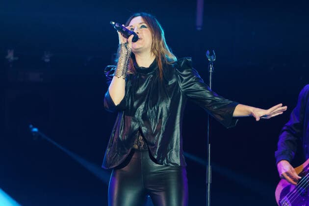 January 9, 2022, Madrid, Spain: Leire Martinez Ochoa of the group La Oreja de Van Gogh performs at the solidarity concert Music with La Palma: Stronger than the volcano at Wizink Center, in Madrid. Madrid Spain - ZUMAs197 20220109_zaa_s197_061 Copyright: xAtilanoxGarciax