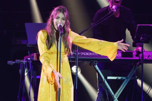 January 9, 2022, Madrid, Spain: Ana Guerra performs at the solidarity concert Music with La Palma: Stronger than the volcano at Wizink Center, in Madrid. Madrid Spain - ZUMAs197 20220109_zaa_s197_092 Copyright: xAtilanoxGarciax