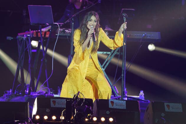 January 9, 2022, Madrid, Spain: Ana Guerra performs at the solidarity concert Music with La Palma: Stronger than the volcano at Wizink Center, in Madrid. Madrid Spain - ZUMAs197 20220109_zaa_s197_098 Copyright: xAtilanoxGarciax