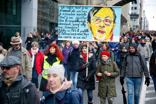 Illustration picture shows a protest against corona measures under the together for freedom moniker, Sunday 09 January 2022 in Brussels.  NICOLASxMAETERLINCK 3169709
