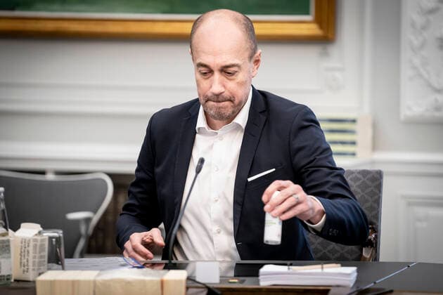 Minister of Health Magnus Heunicke S during open consultation in the Parliaments Health Committee with the Minister of Health at Christiansborg, Tuesday 11 January 2022, Copenhagen Denmark  Copyright: RitzauxScanpix MadsxClausxRasmussenx cop101 spdk20220111-144842-L