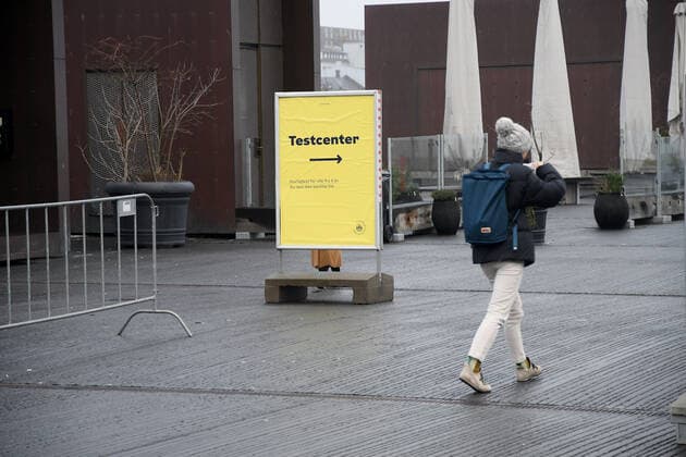 Copenhagen Denmark. 12 January 2021 People walk to Covid-19 quick test center in danish capital Copenhagen Denmark (Photo..Francis Joseph Dean Dean Pictures)