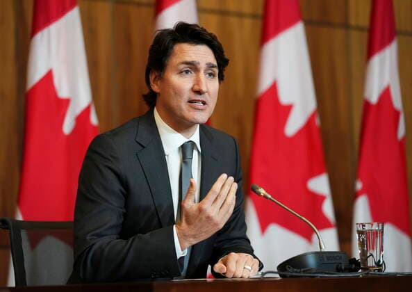 January 12, 2022, Ottawa, Ontario, CANADA: Prime Minister Justin Trudeau speaks during a press conference in Ottawa on Wednesday, Jan. 12, 2022. Ottawa CANADA  - ZUMAc35_ 20220112_zaf_c35_020 Copyright: xSeanxKilpatrickx