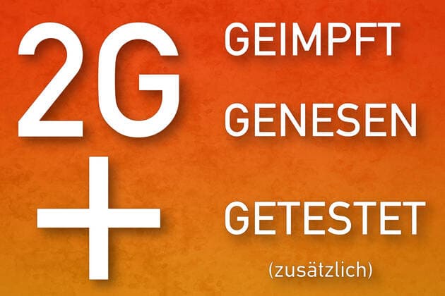 14 January 2022: Sign with 2G Plus rule, 2G-Plus Covid-19 coronavirus protection measure, access for vaccinated and recovered with test or booster vaccination, symbol image