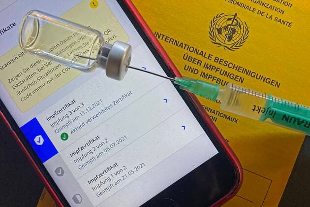 Theme image icon photo booster vaccination,3 vaccination, EU digital covid certificates on a smartphone,full vaccination protection,vaccination 3 of 3 vaccination certificate,digital vaccination card,vaccination card