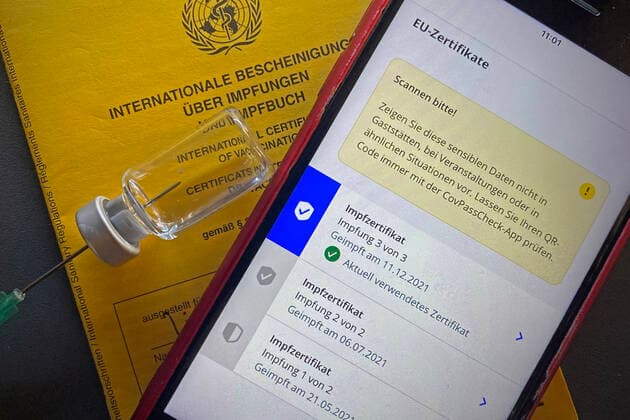Theme image icon photo booster vaccination,3 vaccination, EU digital covid certificates on a smartphone,full vaccination protection,vaccination 3 of 3 vaccination certificate,digital vaccination card,vaccination card