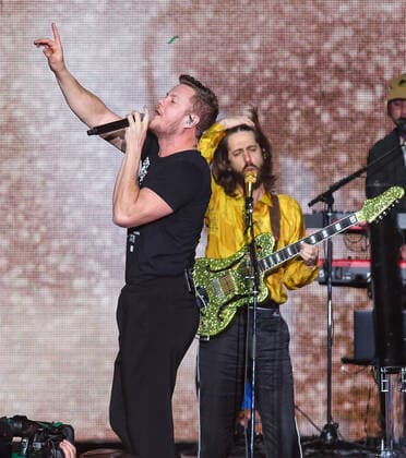 January 15, 2022, Inglewood, CA, USA: INGLEWOOD, CALIFORNIA - JANUARY 15: Dan Reynolds and Wayne Sermon perform onstage at the 2022 iHeartRadio ALTer EGO presented by Capital One at The Forum on January 15, 2022 in Inglewood, California. Inglewood USA - ZUMAs181 20220115_zea_s181_006 Copyright: xImagespacex