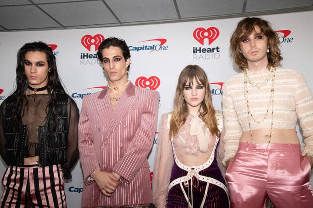 15 January 2022 - Los Angeles, California - (L-R) Ethan Torchio, Damiano David, Victoria De Angelis, and Thomas Raggi of Maneskin. iHeartRadio ALTer EGO presented by Capital One. Photo Credit: Billy Bennight AdMedia 276299 2022-01-15 Caliofrnia Inglewood  Copyright: xAdMediax STAR_276299_030