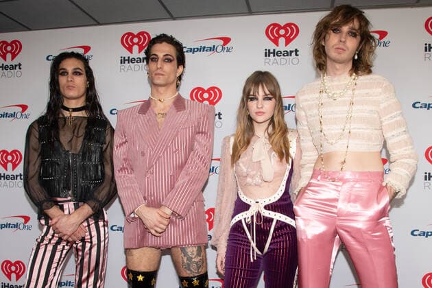15 January 2022 - Los Angeles, California - (L-R) Ethan Torchio, Damiano David, Victoria De Angelis, and Thomas Raggi of Maneskin. iHeartRadio ALTer EGO presented by Capital One. Photo Credit: Billy Bennight AdMedia 276299 2022-01-15 Caliofrnia Inglewood  Copyright: xAdMediax STAR_276299_049