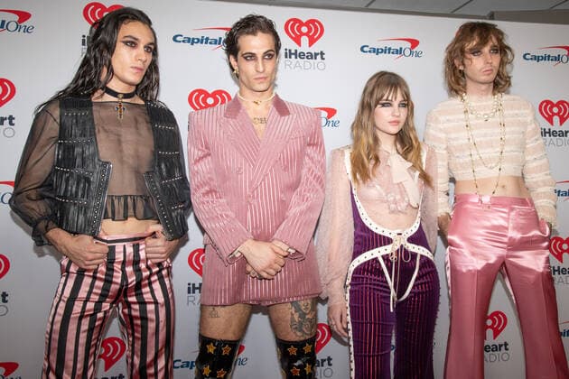 15 January 2022 - Los Angeles, California - (L-R) Ethan Torchio, Damiano David, Victoria De Angelis, and Thomas Raggi of Maneskin. iHeartRadio ALTer EGO presented by Capital One. Photo Credit: Billy Bennight AdMedia 276299 2022-01-15 Caliofrnia Inglewood  Copyright: xAdMediax STAR_276299_056