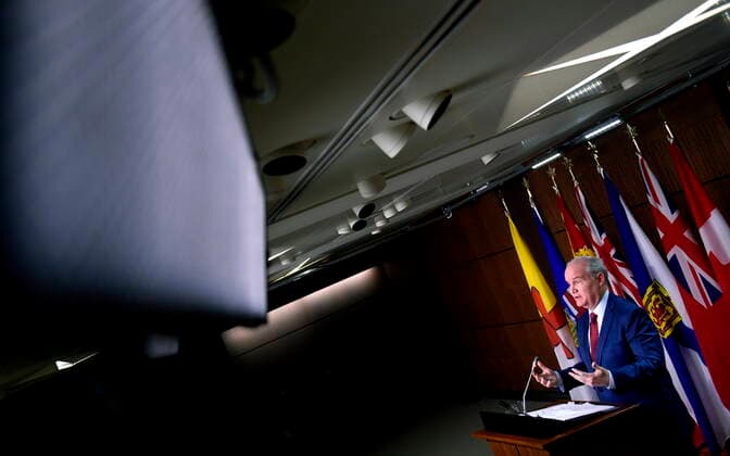 January 17, 2022, Ottawa, ON, CAN: Conservative Leader Erin O Toole speaks during a news conference in Ottawa on Monday, Jan. 17, 2022. Ottawa CAN  - ZUMAc35_ 20220117_zaf_c35_073 Copyright: xJustinxTangx