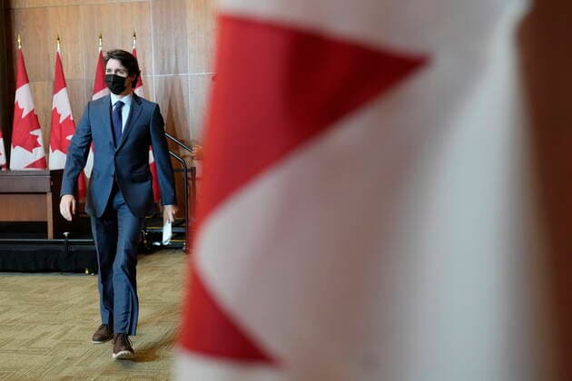 January 19, 2022, Ottawa, ON, Canada: Canadian Prime Minister Justin Trudeau leaves a news conference, Wednesday, Jan. 19, 2022 in Ottawa. Ottawa Canada  - ZUMAc35_ 20220119_zaf_c35_013 Copyright: xAdrianxWyldx