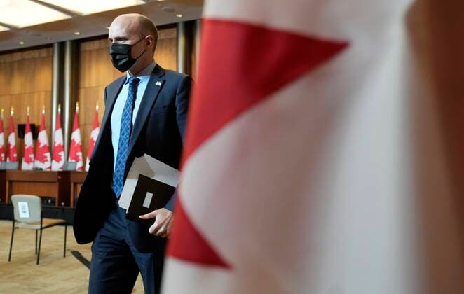 January 19, 2022, Ottawa, ON, Canada: Health Minister Jean-Yves Duclos leaves a news conference, Wednesday, Jan. 19, 2022 in Ottawa. Ottawa Canada  - ZUMAc35_ 20220119_zaf_c35_020 Copyright: xAdrianxWyldx