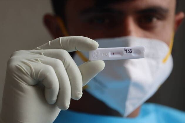 January 20, 2022, Poonch, Jammu and Kashmir, India: A health worker show Negative swab sample collected for Rapid Antigen Test (RAT) for the COVID-19 coronavirus at a testing center in Mendhar, district Poonch, Jammu and Kashmir Poonch India - ZUMAk155 20220120_zip_k155_001 Copyright: xNazimxAlixKhanx
