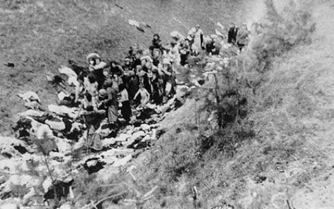 Babi Yar is a ravine in the Ukrainian capital Kiev and the site of a series of massacres carried out by German forces and local Nazi collaborators during their campaign against the Soviet Union.<br ><br > The most notorious and the best documented of these massacres took place on 29 30 September 1941, wherein 33,771 Jews were killed in a single operation. The decision to kill all the Jews in Kiev was made by the military governor, Major-General Kurt Eberhard, the Police Commander for Army Group South, SS-Obergruppenführer Friedrich Jeckeln, and the Einsatzgruppe C Commander Otto Rasch. It was carried out by Sonderkommando 4a soldiers, along with the aid of the SD and SS Police Battalions backed by the local police.<br ><br > The massac Supplier:xCPAxMediaxCo.xLtd. 1060_05_cpa0028375