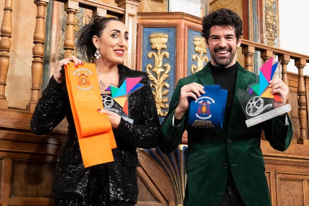 Rossy de Palma und Miguel Angel Munoz bei der Verleihung der Premios Cygnus 2022, de Cine Solidario y de Valores in der Universität Alcala. Alcala de Henares, 20.01.2022 Rossy de Palma, Miguel Ãngel Munoz  Foto:xDyDxFotografosx xFuturexImage
