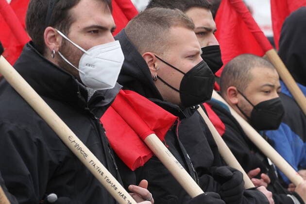 January 22, 2022, Athens, Greece: Protesters take part in a rally demanding better health conditions during the pandemic Athens Greece - ZUMAv62_ 20220122_zaf_v62_003 Copyright: xAristidisxVafeiadakisx