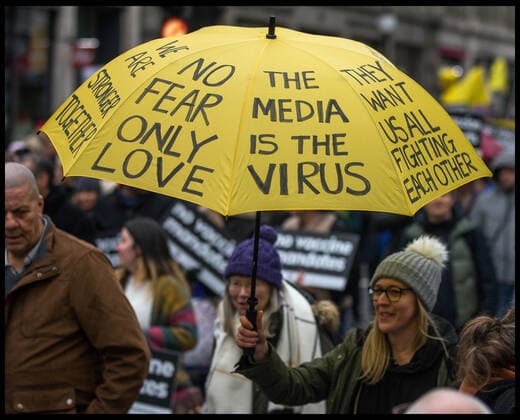 . 22 01 2022. London, United Kingdom. Anti Vax Protest at the BBC. Protest by anti vaxers including the group calling themselves Alpha Men Assemble at BBC New Broadcasting House, London  xMartynxWheatleyx xi-Imagesx IIM-23031-0033