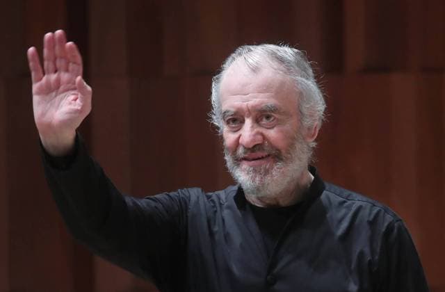 MOSCOW, RUSSIA â€” JANUARY 22, 2022: Conductor Valery Gergiev acknowledges the audience during a concert in which he performed with the Mariinsky Theatre Symphony Orchestra at Zaryadye Concert Hall. The concert was organised by Valery Gergiev Foundation. Sergei Fadeichev TASS  TS11FFD6