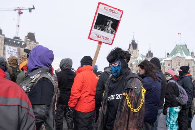 January 22, 2022, Ottawa, ON, CANADA: Demonstrators protest against public health measures taken by authorities to curb the spread of COVID-19, in Ottawa, Saturday, Jan. 22, 2022. Ottawa CANADA  - ZUMAc35_ 20220122_zaf_c35_017 Copyright: xMichaelxChisholmx