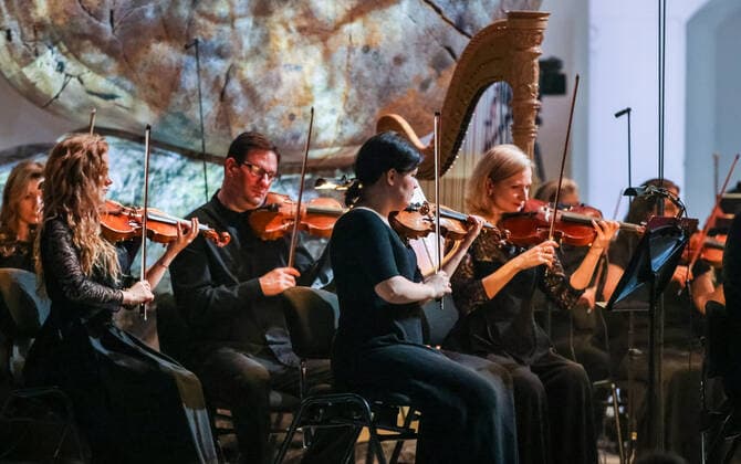MOSCOW, RUSSIA â€“ JANUARY 24, 2022: An orchestra performs during a concert marking conductor Yuri Bashmet s 69th birthday at the Tchaikovsky Concert Hall; the concert is held as part of the 2022 Winter International Arts Festival. Artyom Geodakyan TASS  TS120258