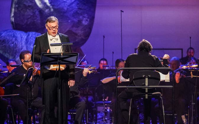MOSCOW, RUSSIA â€“ JANUARY 24, 2022: German operatic bass Rene Pape (L) performs during a concert marking conductor Yuri Bashmet s 69th birthday at the Tchaikovsky Concert Hall; the concert is held as part of the 2022 Winter International Arts Festival. Artyom Geodakyan TASS  TS120264