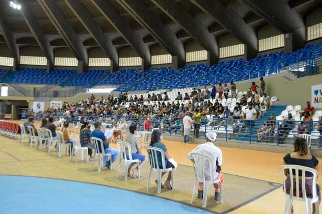 January 24, 2022, Natal, Rio Grande do Norte, Brazil: Movement at the premises of the second Center for Combating Influenza Syndromes and Covid-19, at Ginasio Nelio Dias, as set up by the Natal City Hall to meet the great demand of patients with flu symptoms, this Monday (24). The Center has doctors, medicines and tests to make an accurate diagnosis of the disease. In addition to welcoming, risk classification, medical consultation, rapid tests for covid, stabilization and referral, when necessary, to another point of care, such as the Emergency Care Units, which are receiving cases with more severe symptoms. Copyright: xJosexAldenirx