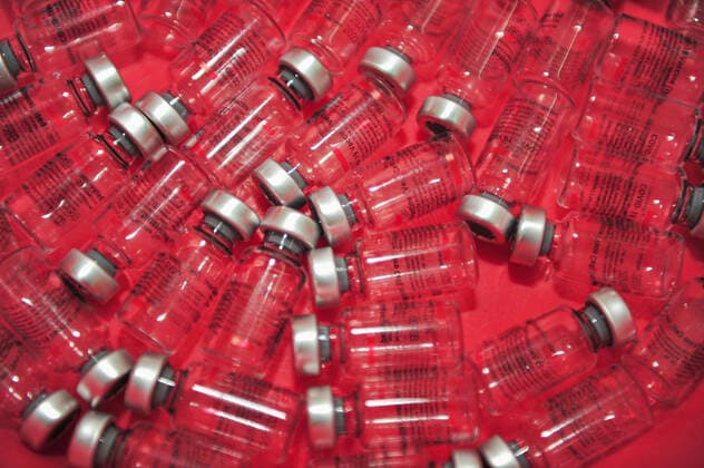 January 25, 2022: 25 January 2022 Sylhet, Bangladesh: Empty Vials of Sinovac vaccine against covid-19 vaccination at MAG Osmani Medical College & Hospital Vaccination Center. - ZUMAr143 20220125_zap_r143_007 Copyright: xMdxRafayatxHaquexKhanx