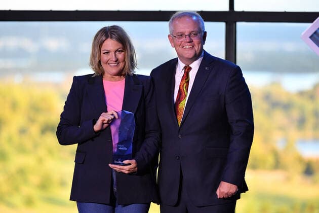 2022 AUSTRALIAN OF THE YEAR AWARDS, 2022 Local Hero Shanna Whan wins during the 2022 Australian of the Year Awards ceremony, at the National Arboretum in Canberra, Tuesday, January 25, 2022. ( NO ARCHIVING, EDITORIAL USE ONLY, NO USE IN BOOKS WITHOUT CONSENT CANBERRA ACT AUSTRALIA  Copyright: xMICKxTSIKASx 20220125001616860436