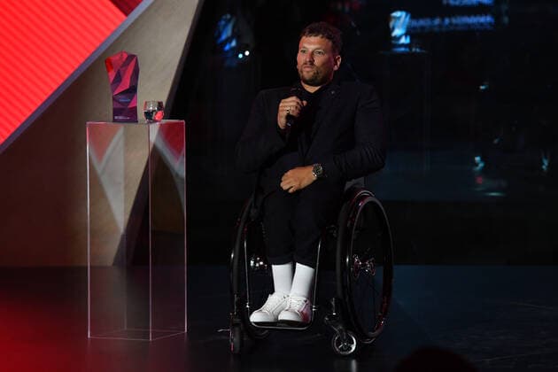 2022 AUSTRALIAN OF THE YEAR AWARDS, 2022 Australian of the Year winner Dylan Alcott during the 2022 Australian of the Year Awards ceremony, at the National Arboretum in Canberra, Tuesday, January 25, 2022. ( NO ARCHIVING, EDITORIAL USE ONLY, NO USE IN BOOKS WITHOUT CONSENT CANBERRA ACT AUSTRALIA  Copyright: xMICKxTSIKASx 20220125001616864543