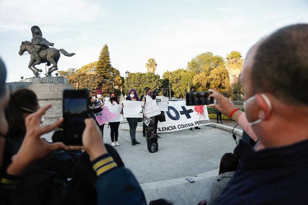 January 25, 2022, Queretaro, Mexico: Protesters hold placards during a demonstration against the murder of the three journalists Jose Luis Arenas, Margarito Martinez and Lourdes Maldonado..From 2000 to date, ARTICLE 19 has documented 148 murders of journalists in Mexico, possibly related to their work. Of the total, 136 are men and 12 are women. Queretaro Mexico - ZUMAs197 20220125_zaa_s197_161 Copyright: xCesarxGomezx