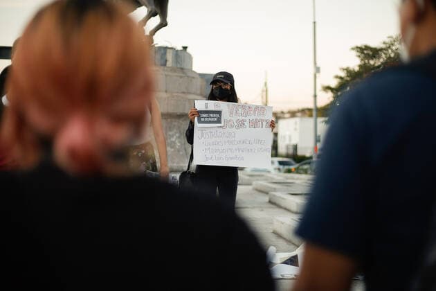 January 25, 2022, Queretaro, Mexico: A protester holds a placard during a demonstration against the murder of the three journalists Jose Luis Arenas, Margarito Martinez and Lourdes Maldonado..From 2000 to date, ARTICLE 19 has documented 148 murders of journalists in Mexico, possibly related to their work. Of the total, 136 are men and 12 are women. Queretaro Mexico - ZUMAs197 20220125_zaa_s197_176 Copyright: xCesarxGomezx