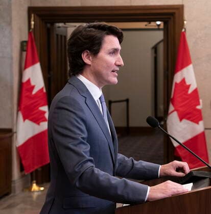 January 26, 2022, Ottawa, ON, Canada: Canadian Prime Minister Justin Trudeau speaks following a cabinet retreat, Wednesday, Jan. 26, 2022 in Ottawa. Trudeau says Canada is extending its mission to train Ukrainian soldiers by three years. Ottawa Canada  - ZUMAc35_ 20220126_zaf_c35_012 Copyright: xAdrianxWyldx
