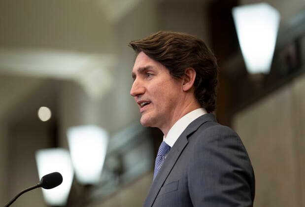 January 26, 2022, Ottawa, ON, Canada: Canadian Prime Minister Justin Trudeau speaks following a cabinet retreat, Wednesday, Jan. 26, 2022 in Ottawa. Trudeau says Canada is extending its mission to train Ukrainian soldiers by three years. Ottawa Canada  - ZUMAc35_ 20220126_zaf_c35_029 Copyright: xAdrianxWyldx