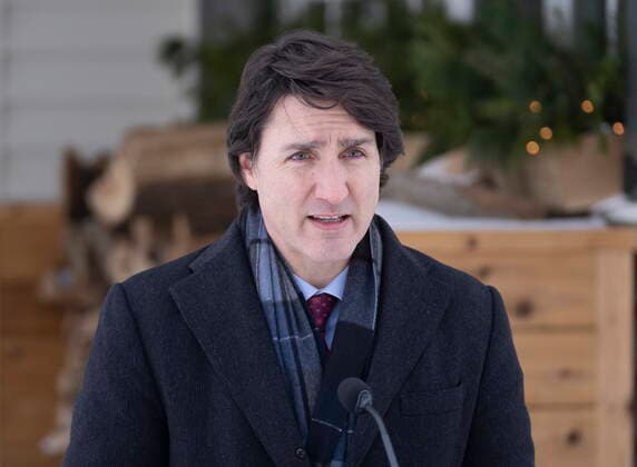 January 31, 2022, National Capital Region, Canada: Canadian Prime Minister Justin Trudeau responds to a question during a media availability held at a secure location, Monday, January 31, 2022 in National Capital Region. National Capital Region Canada  - ZUMAc35_ 20220131_zaf_c35_035 Copyright: xAdrianxWyldx