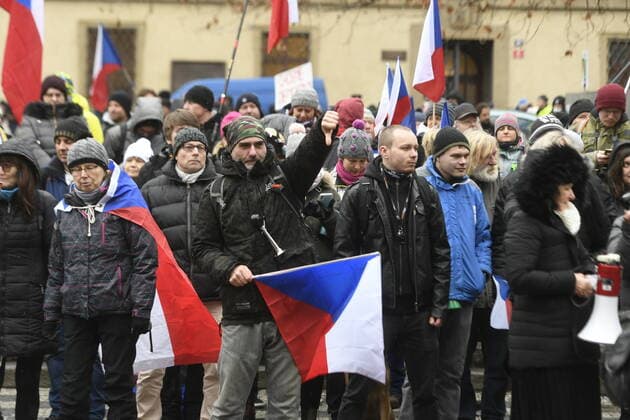 Demonstration of the Let Us Open Czechia-DOG Croaked anti-lockdown movement against amendment of pandemic bill was held on February 1, 2022, in Prague, Czech Republic. (CTKxPhoto KaterinaxSulova) CTKPhotoP2022020102960  mir