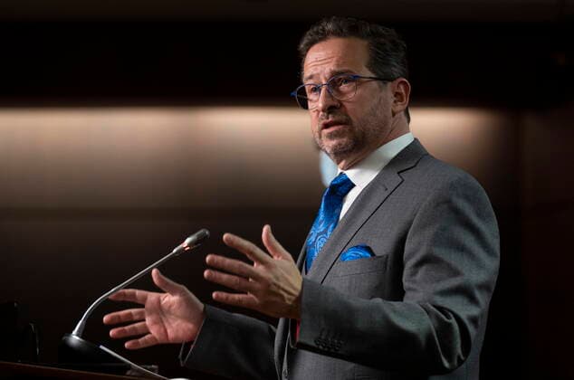 February 1, 2022, Ottawa, ON, Canada: Bloc Quebecois Leader Yves-Francois Blanchet speaks during a news conference, Tuesday, February 1, 2022 in Ottawa. Ottawa Canada  - ZUMAc35_ 20220201_zaf_c35_021 Copyright: xAdrianxWyldx