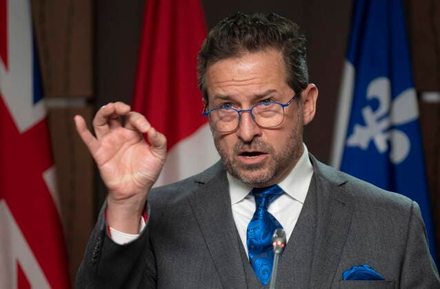 February 1, 2022, Ottawa, ON, Canada: Bloc Quebecois Leader Yves-Francois Blanchet speaks during a news conference, Tuesday, February 1, 2022 in Ottawa. Ottawa Canada  - ZUMAc35_ 20220201_zaf_c35_022 Copyright: xAdrianxWyldx