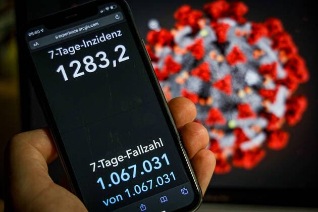 Coronavirus in Deutschland - Covid-19-Dashboard des Robert Koch-Institut 03.02.2022: Robert Koch-Institut: 7-Tage-Inzidenz 1283,2. 7-Tage-Fallzahl 1.067.031 COVID-19-Fälle 10.422.764. Zugang um 236.120 gegenüber dem Vortag. COVID-19-Todesfälle 118.334. Zugang um 164 gegenüber dem Vortag.