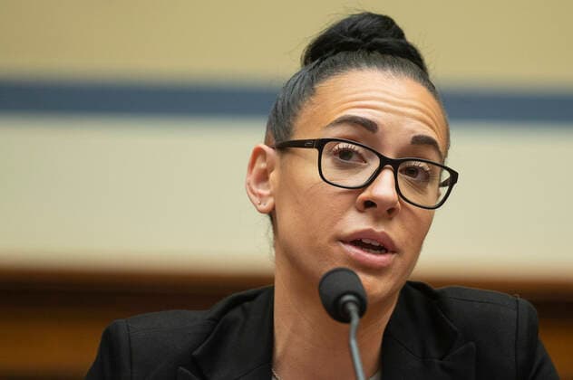 February 3, 2022, Washington, District of Columbia, USA: Emily Applegate, former Marketing Coordinator, Premium Client Services and Coordinator, Ticket Sales Representative for the NFL™s Washington Football Team, testifies before the House Oversight Committee during a roundtable Examining the Washington Football Team™s Toxic Workplace Culture on Capitol Hill in Washington, DC, on February 3, 2022 Washington USA - ZUMAs152 20220203_zaa_s152_082 Copyright: xJimxWatsonx-xPoolxviaxCNPx