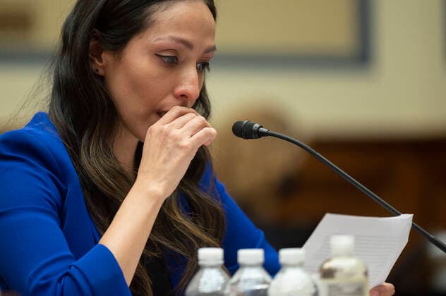 February 3, 2022, Washington, District of Columbia, USA: Ana Nunez, former Coordinator of Business Development & Client Service and Account Executive for the NFL™s Washington Football Team, testifies before the House Oversight Committee during a roundtable Examining the Washington Football Team™s Toxic Workplace Culture on Capitol Hill in Washington, DC, on February 3, 2022 Washington USA - ZUMAs152 20220203_zaa_s152_101 Copyright: xJimxWatsonx-xPoolxviaxCNPx