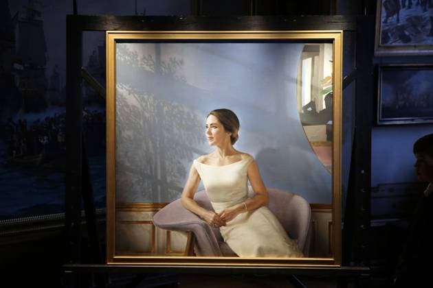 03-02-2022 Denmark Painting of Princess Mary attend the opening of the exhibition HRH Crown Princess Mary 1972 till 2022, which tells about the Crown Princess her personal history and importance for the Royal House of Denmark at the museum of National History at Frederiksborg palace. Â  Copyright: xPPEx