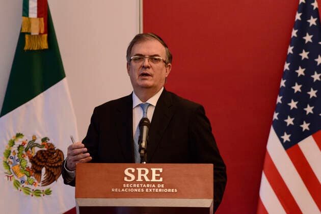 John Kerry Working Visit To Mexico MEXICO CITY, MEXICO - FEBRUARY 9, 2022: Mexico™s Foreign Affairs Minister Marcelo Ebrard speaks during a press conference to discuss climate change and electricity reform at the Foreign Office. On February 9, 2022 in Mexico City, Mexico. (Photo by Carlos Tischler Eyepix Group) Copyright: xCarlosxTischlerx xEyepixxGroupx EYEPIX_CT_09022022_55545