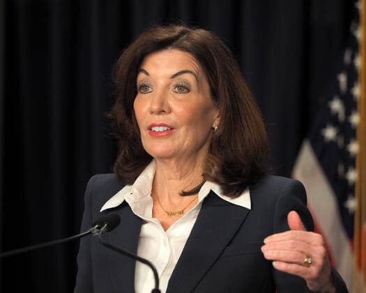 February 9, 2022, New York, New York, USA: New York State Governor Kathy Hochul speaks during a Covid-19 press conference on 09 Feb 2022. Governor Hochul announced the end of the New York state indoor mask mandate, effective tomorrow February 10th. Masks will still be required at schools, nursing homes, hospitals, bus and train stations. The mask mandate for schools will be evaluated upon return from winter break. New York USA - ZUMAr334 20220209_znp_r334_017 Copyright: xDebraxL.xRothenbergx
